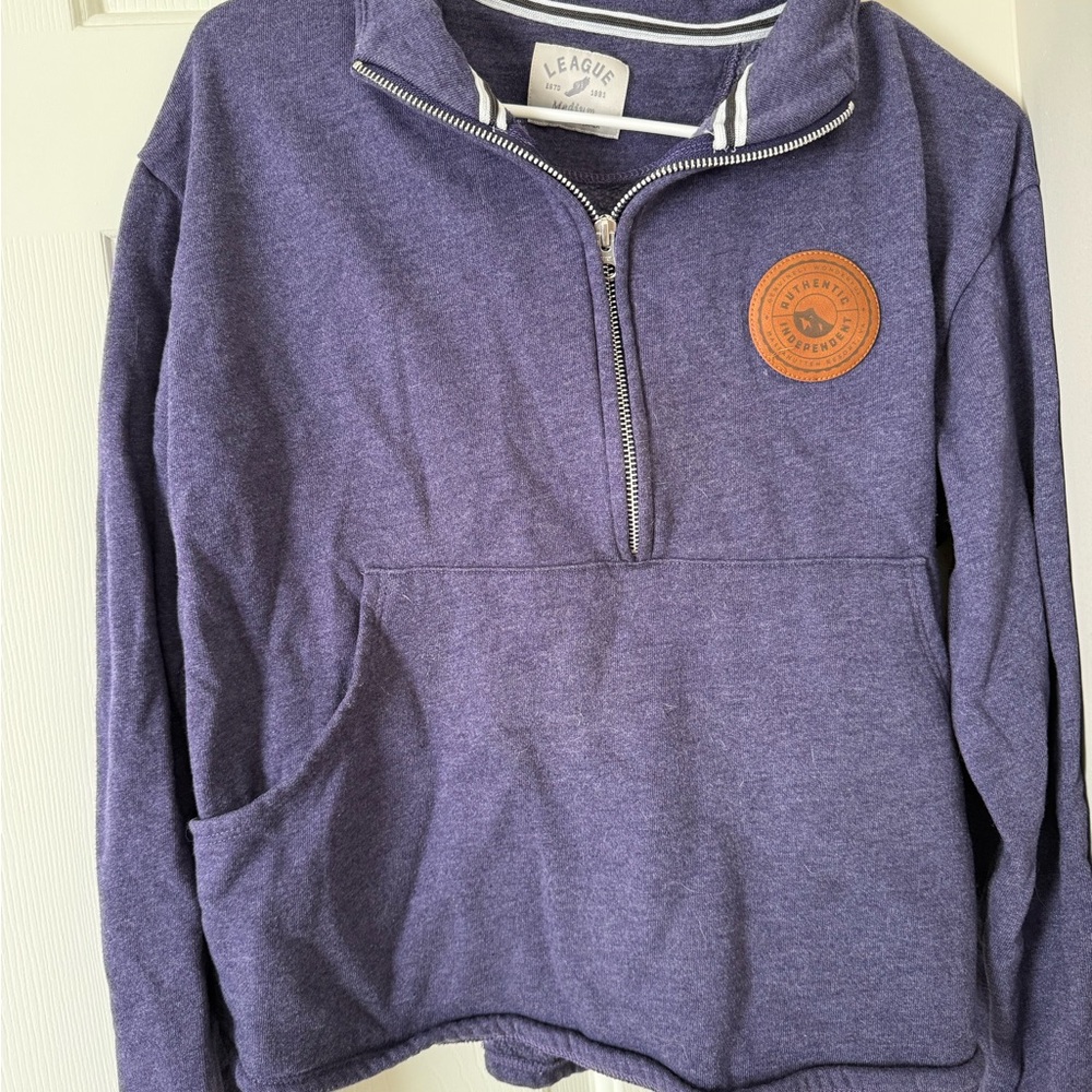 League Blue Pullover with Leather Patch